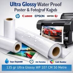 135 gr Ultra Glossy WP Poster Fotoğraf Kağıdı 107x50 mt Rulo Plotter Uyumlu